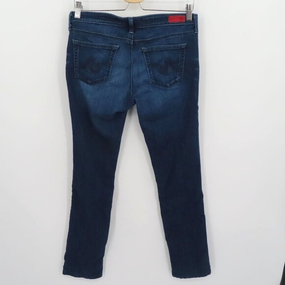 AG Adriano Goldschmied Women 29 The Stevie Slim Straight Dark Blue Denim Jeans - Picture 5 of 11